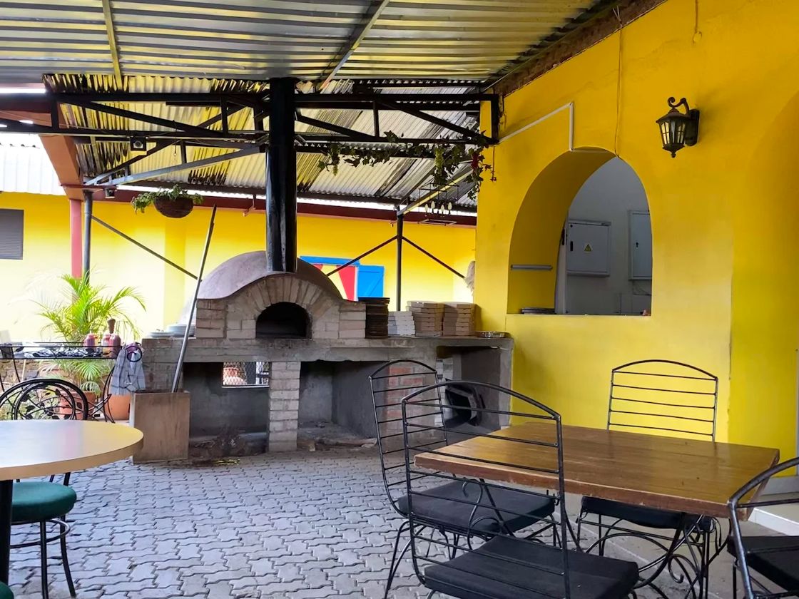 The courtyard with the wood oven by day